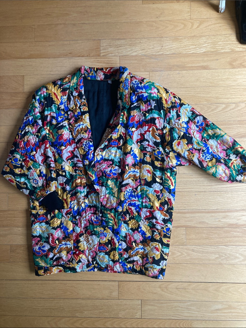 Multicolor 80’s Oversized Floral Quilted Bomber Jacket - Unbranded